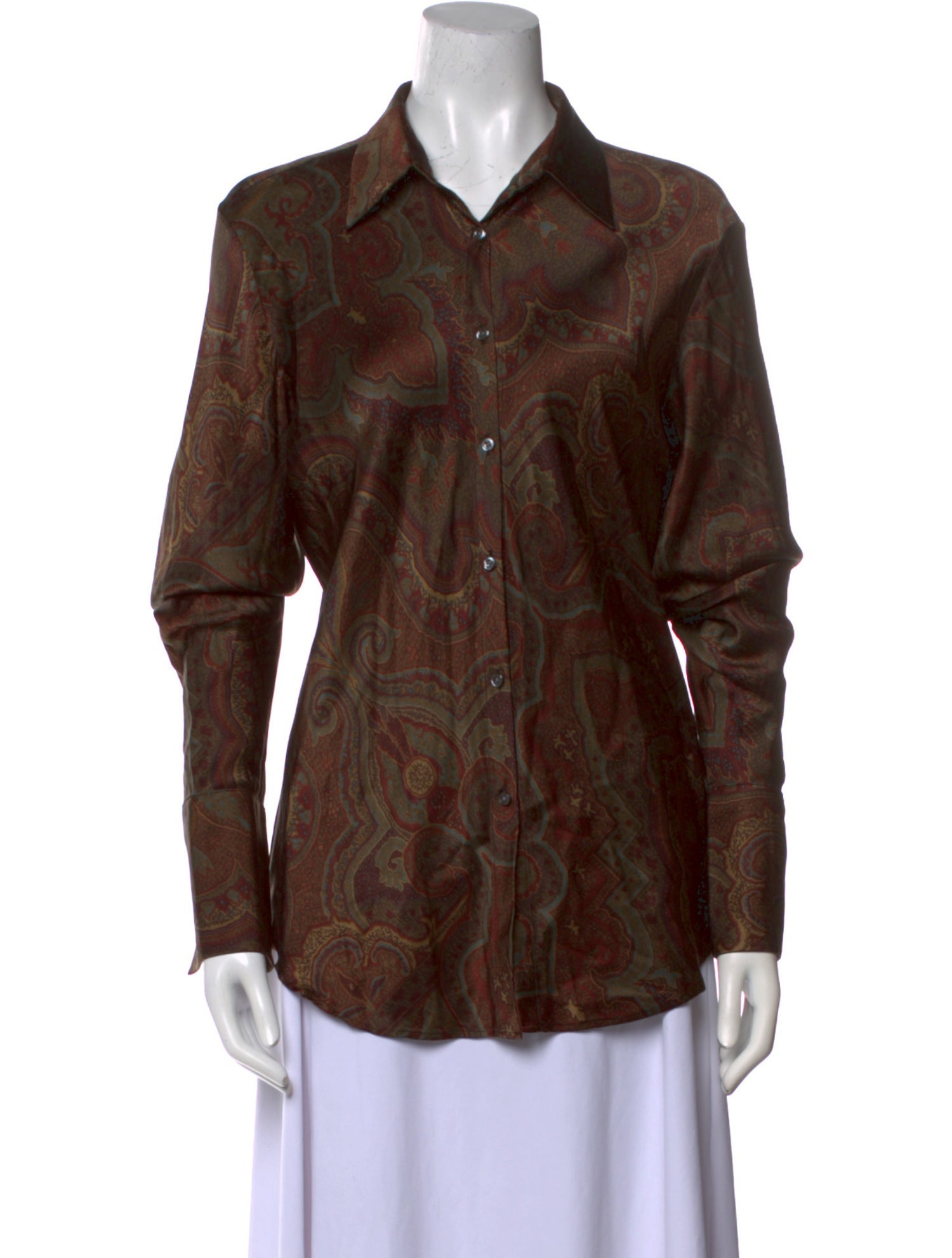 Ralph Lauren Black Label Silk Animal Print Button-Up Top