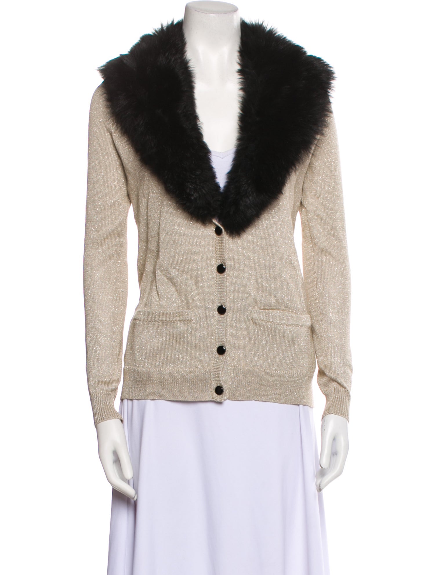 Ralph Lauren Black Label Silk Colorblock Pattern Fur Jacket