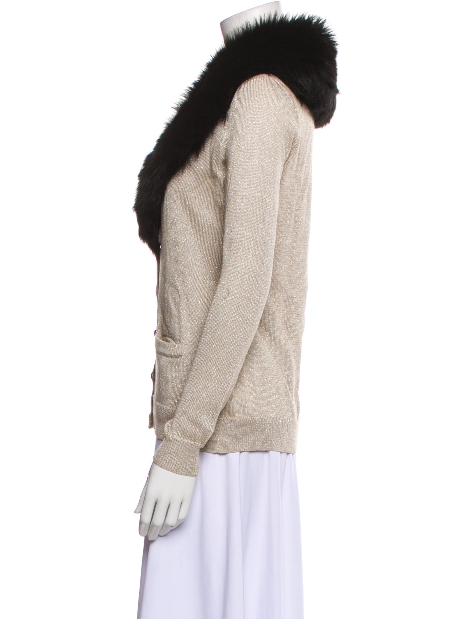 Ralph Lauren Black Label Silk Colorblock Pattern Fur Jacket