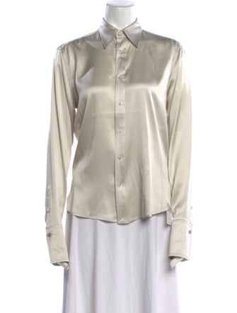 Ralph Lauren Black Label Silk Long Sleeve Button-Up Top