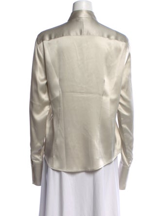 Ralph Lauren Black Label Silk Long Sleeve Button-Up Top