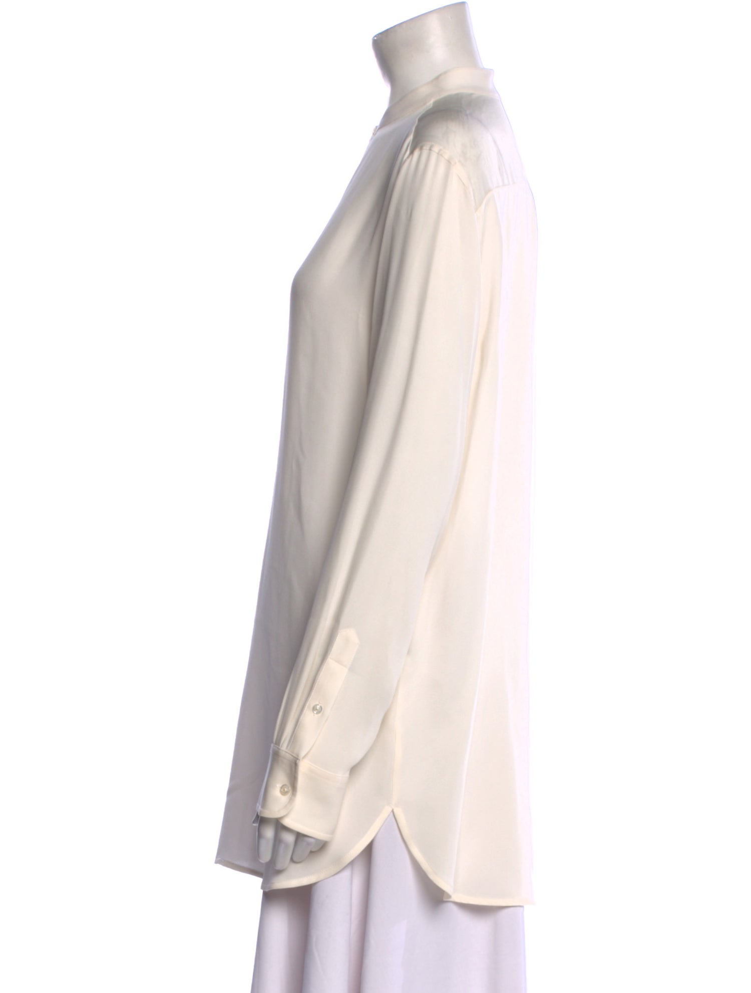 Ralph Lauren Silk Mock Neck Button-Up Top