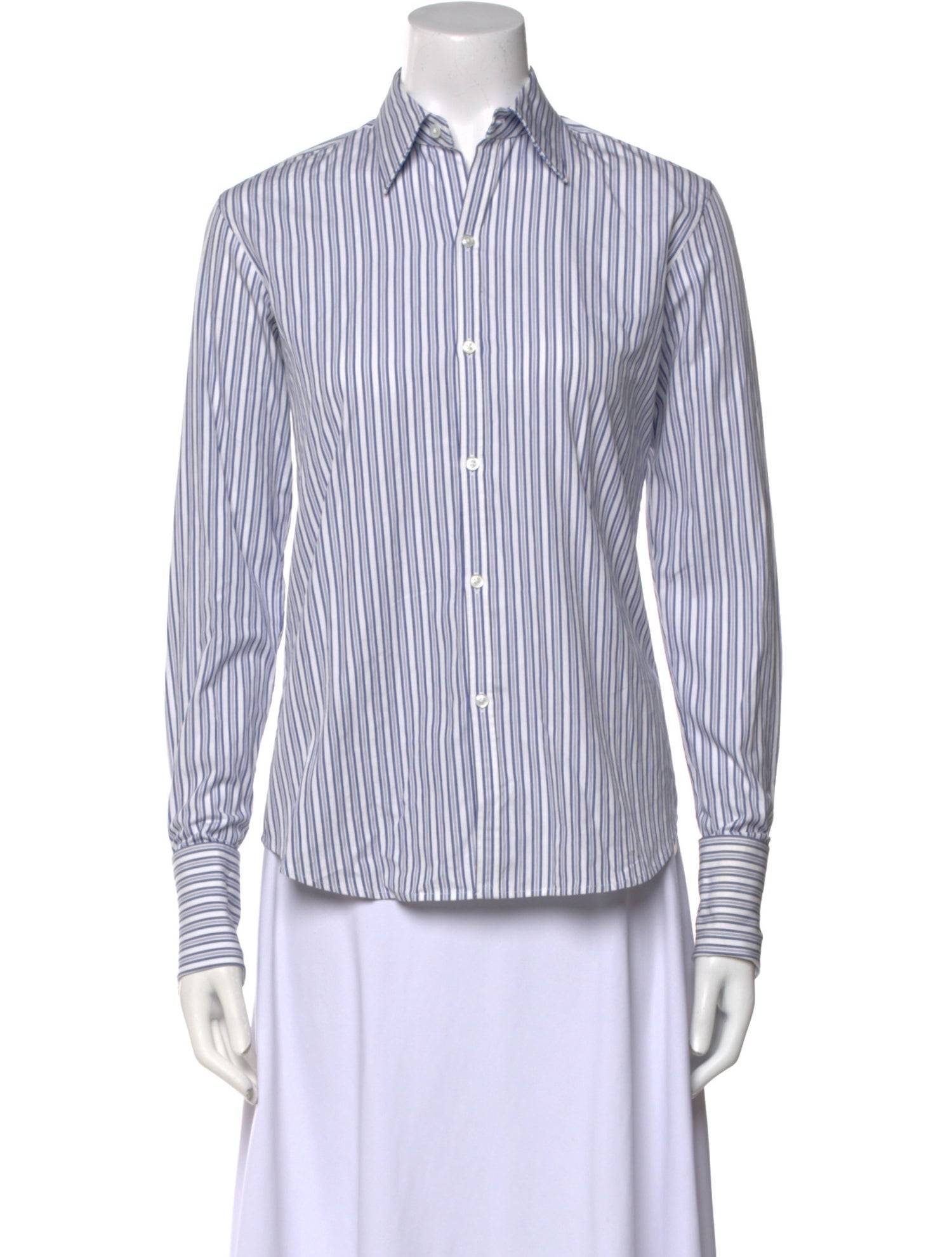 Ralph Lauren Black Label Striped Long Sleeve Button-Up Top