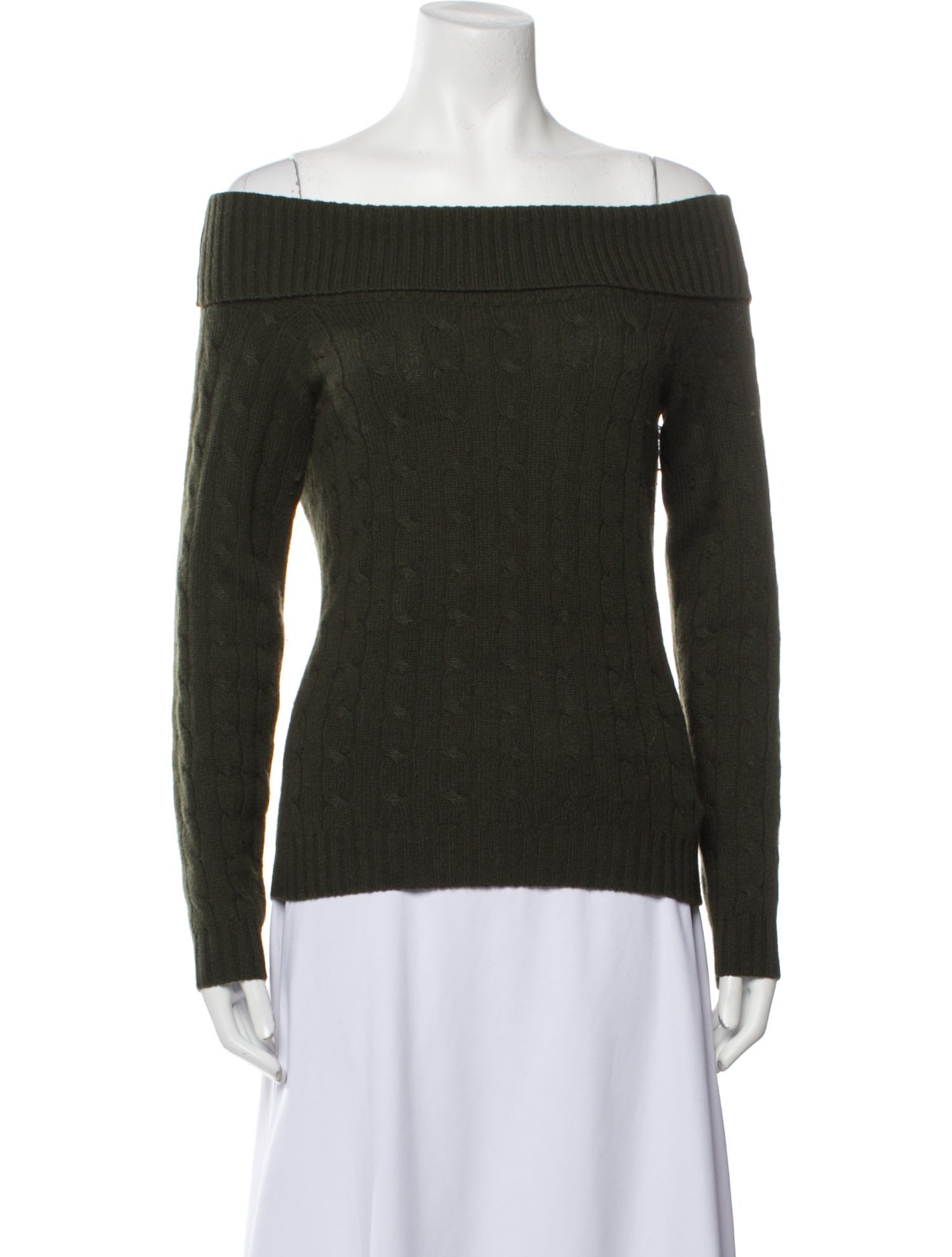 Ralph Lauren Black Label Cashmere Off-The-Shoulder Sweater