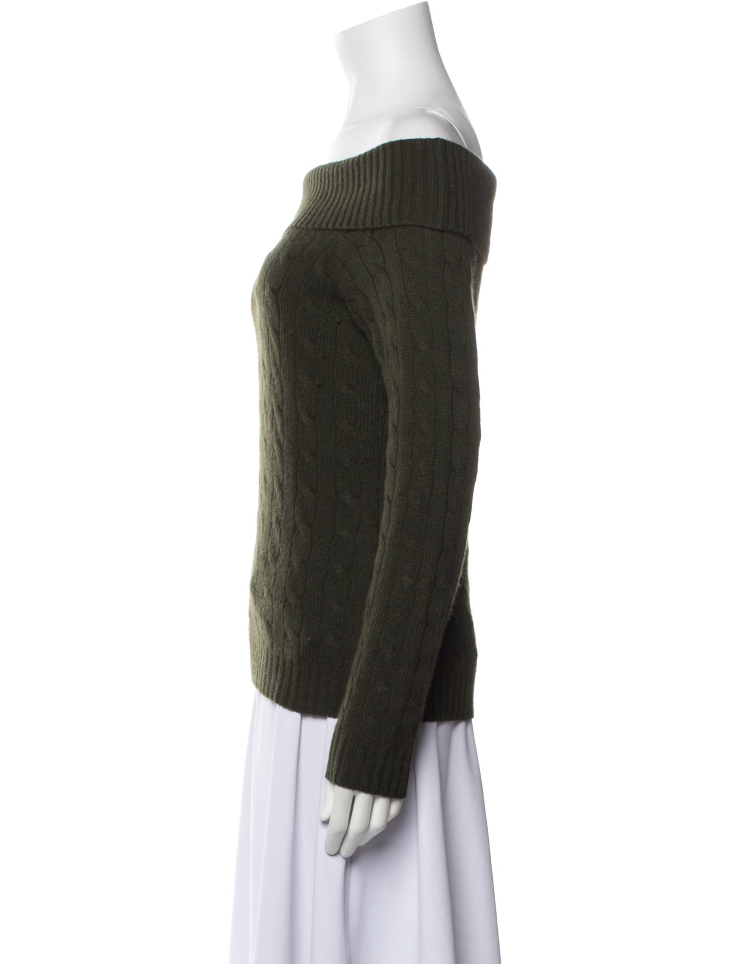 Ralph Lauren Black Label Cashmere Off-The-Shoulder Sweater