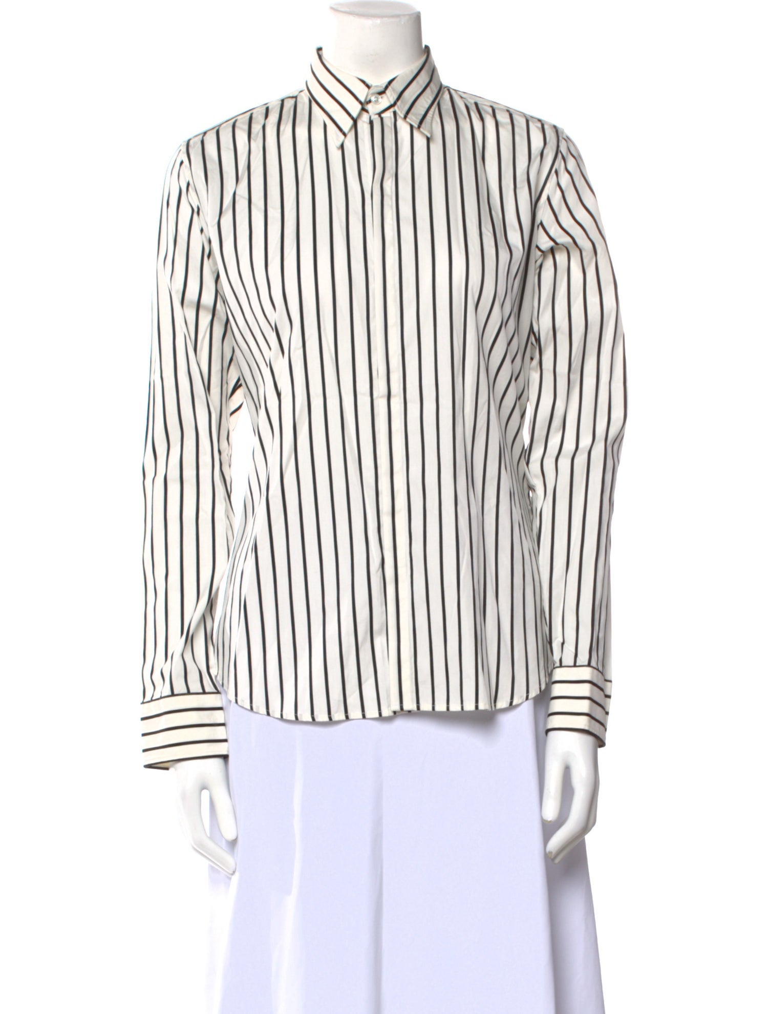 Ralph Lauren Black Label Striped Long Sleeve Button-Up Top