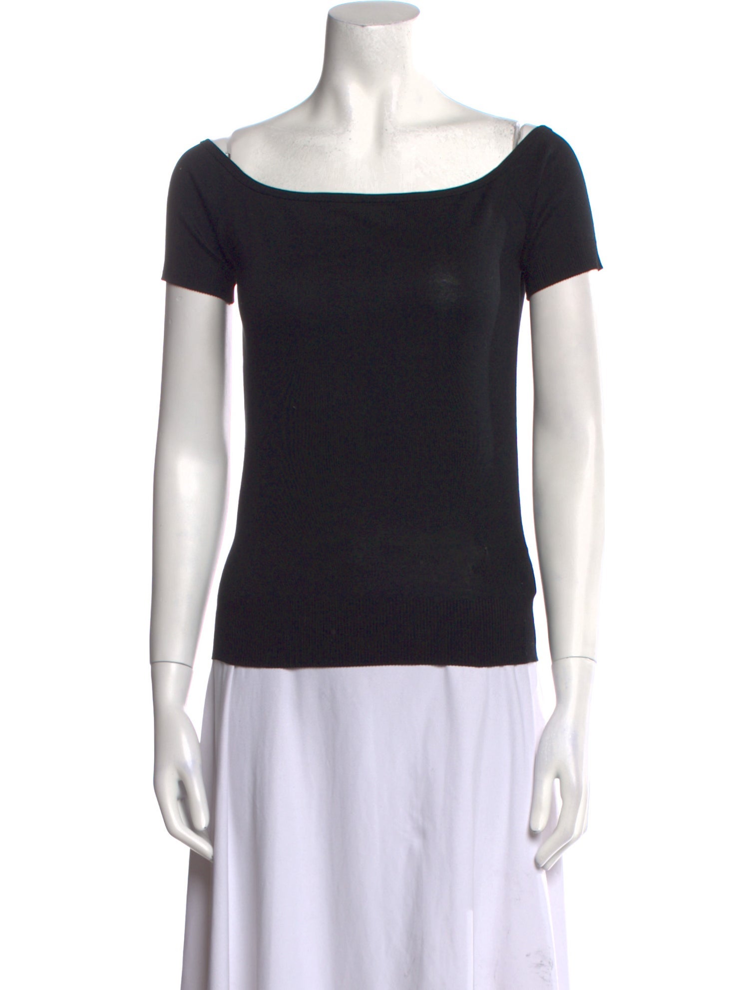 Ralph Lauren Black Label Off-The-Shoulder Short Sleeve T-Shirt