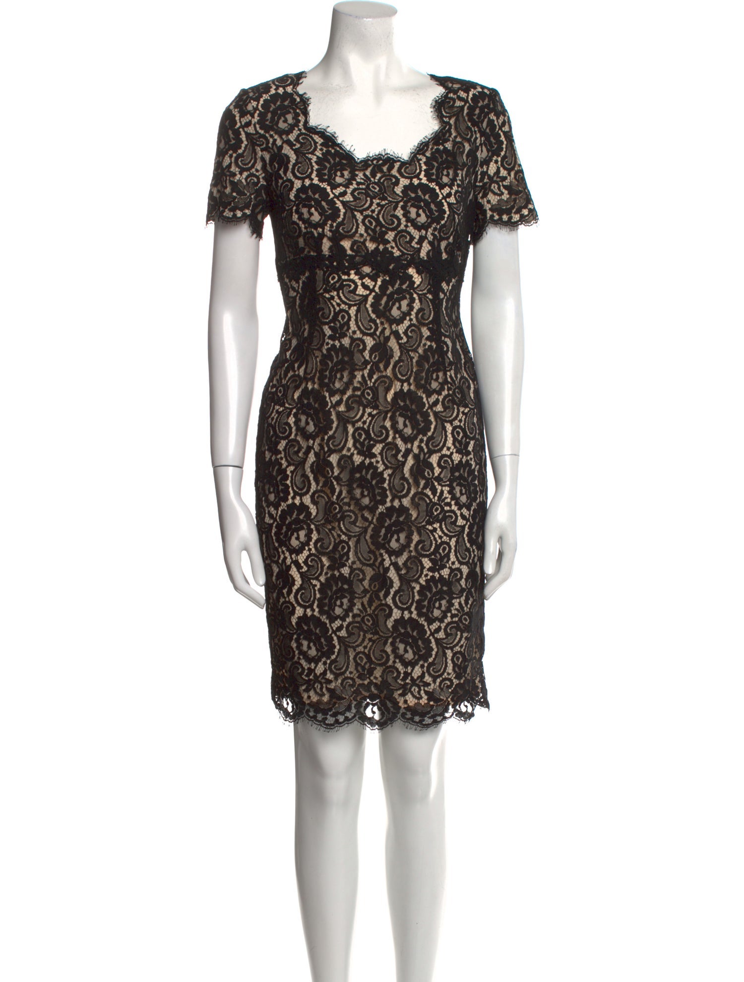 Ralph Lauren Black Label Lace Pattern Knee-Length Dress