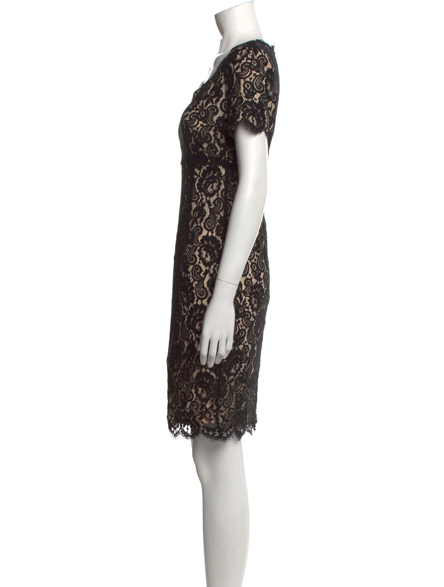 Ralph Lauren Black Label Lace Pattern Knee-Length Dress