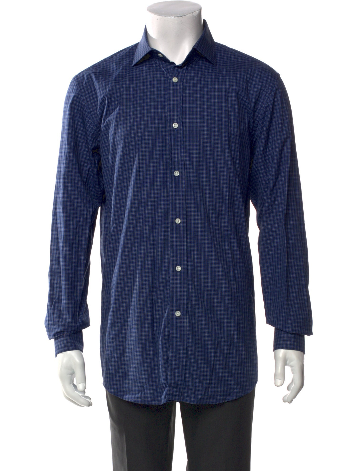 Ralph Lauren Black Label Plaid Print Long Sleeve Dress Shirt