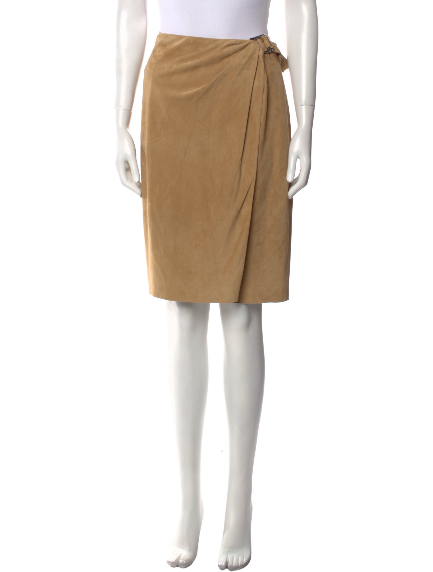 Ralph Lauren Black Label Suede Knee-Length Skirt