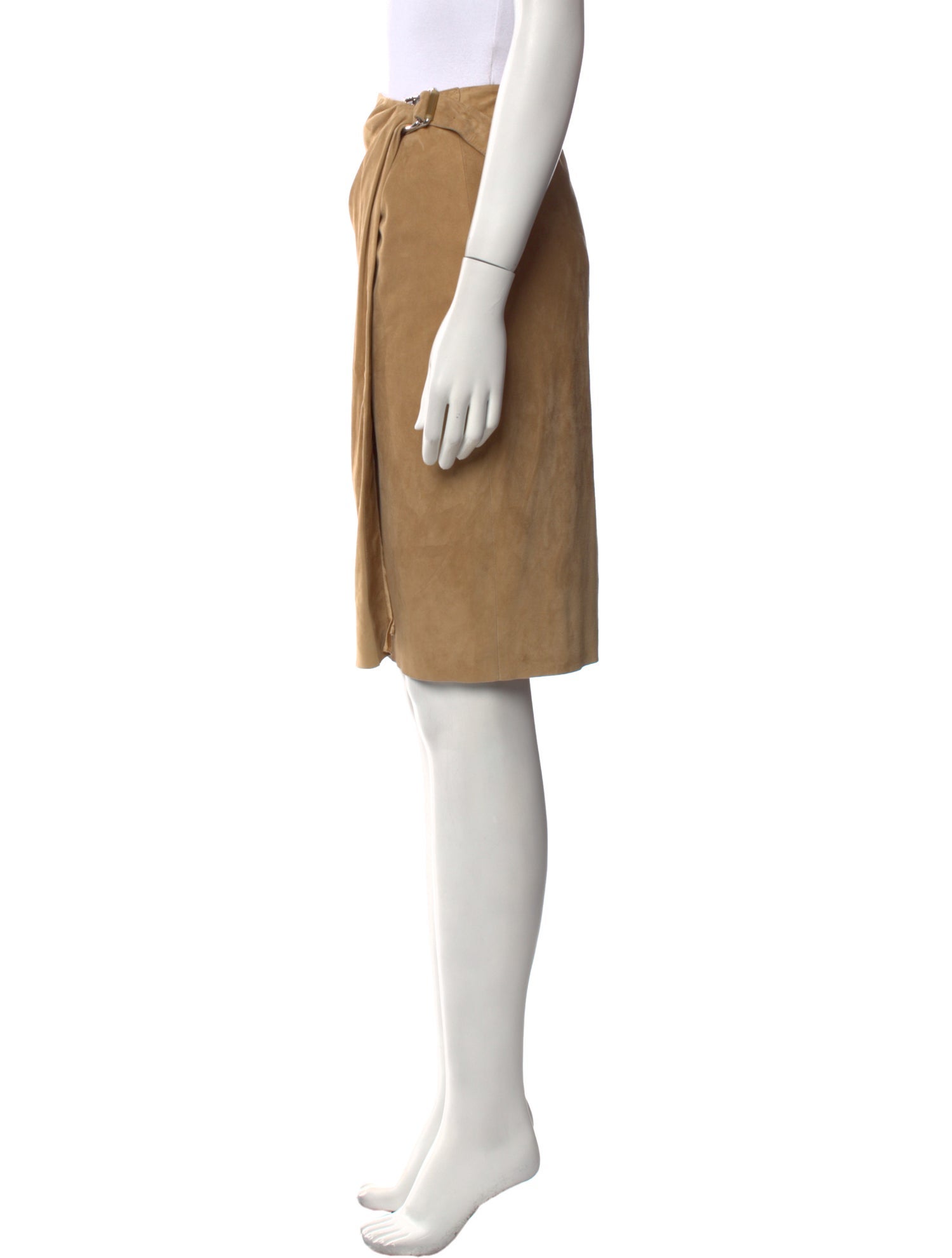 Ralph Lauren Black Label Suede Knee-Length Skirt