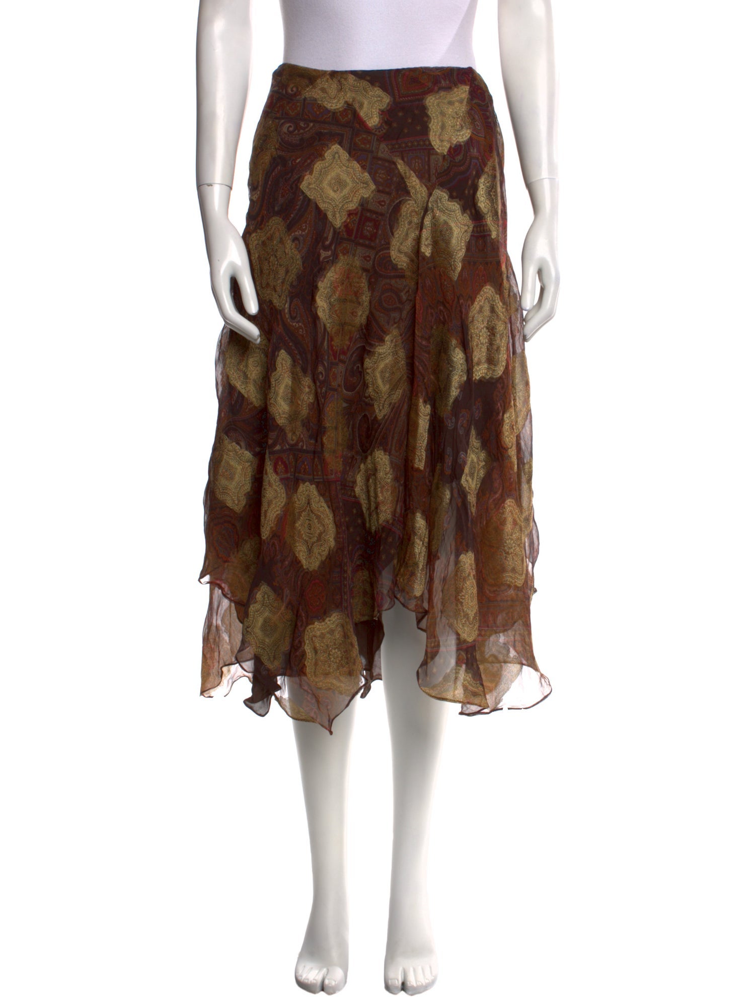 Ralph Lauren Black Label Silk Midi Length Skirt