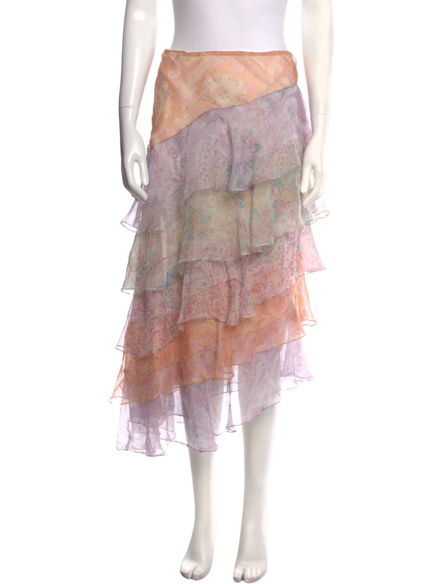 Ralph Lauren Black Label Silk Midi Length Skirt