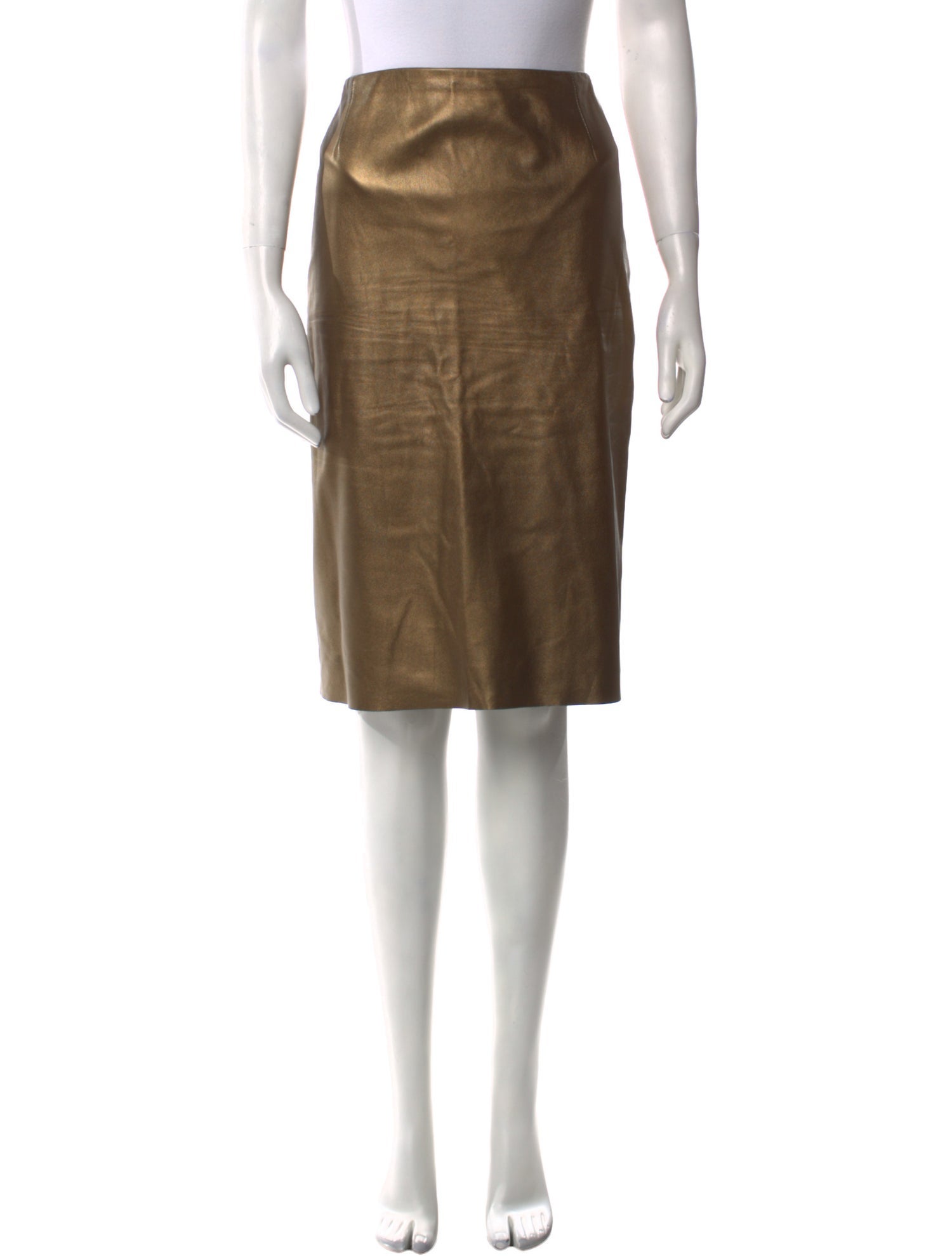 Ralph Lauren Black Label Leather Knee-Length Skirt