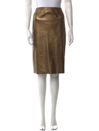 Ralph Lauren Black Label Leather Knee-Length Skirt