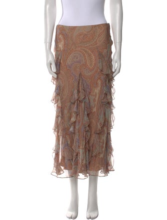 Ralph Lauren Black Label Silk Midi Length Skirt