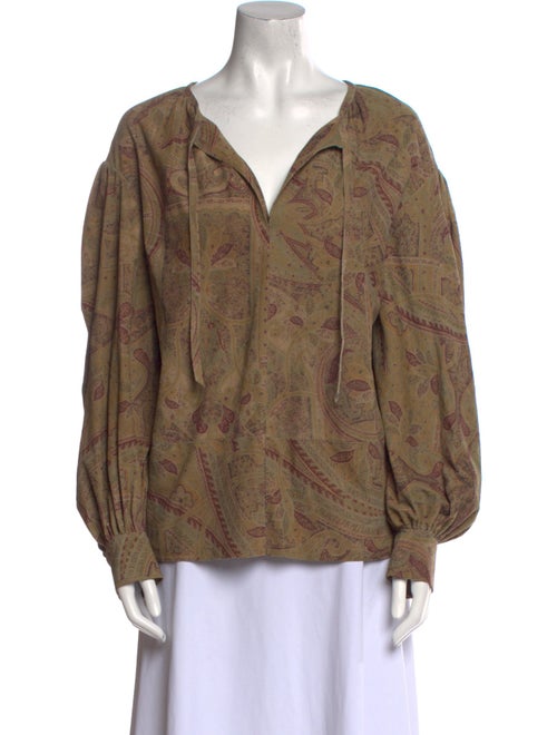 Ralph Lauren Black Label Suede Paisley Print Blouse