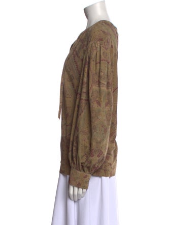 Ralph Lauren Black Label Suede Paisley Print Blouse