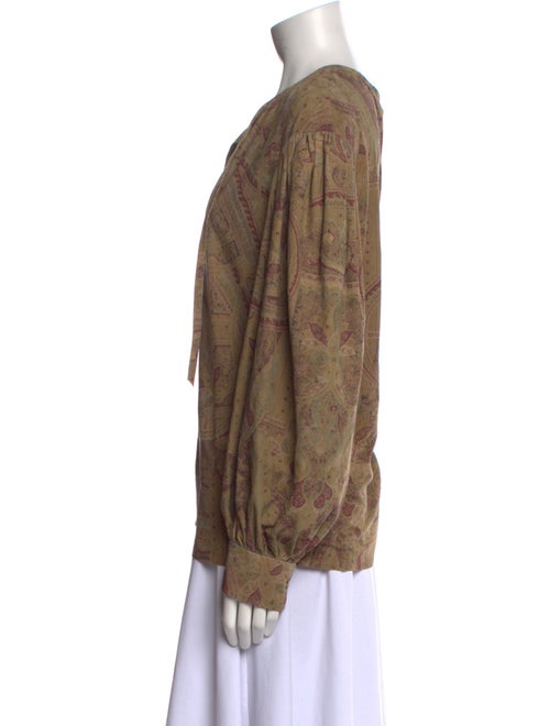 Ralph Lauren Black Label Suede Paisley Print Blouse