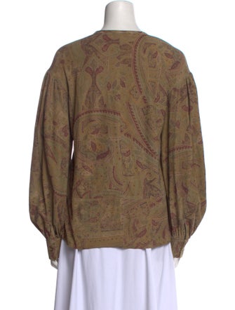 Ralph Lauren Black Label Suede Paisley Print Blouse