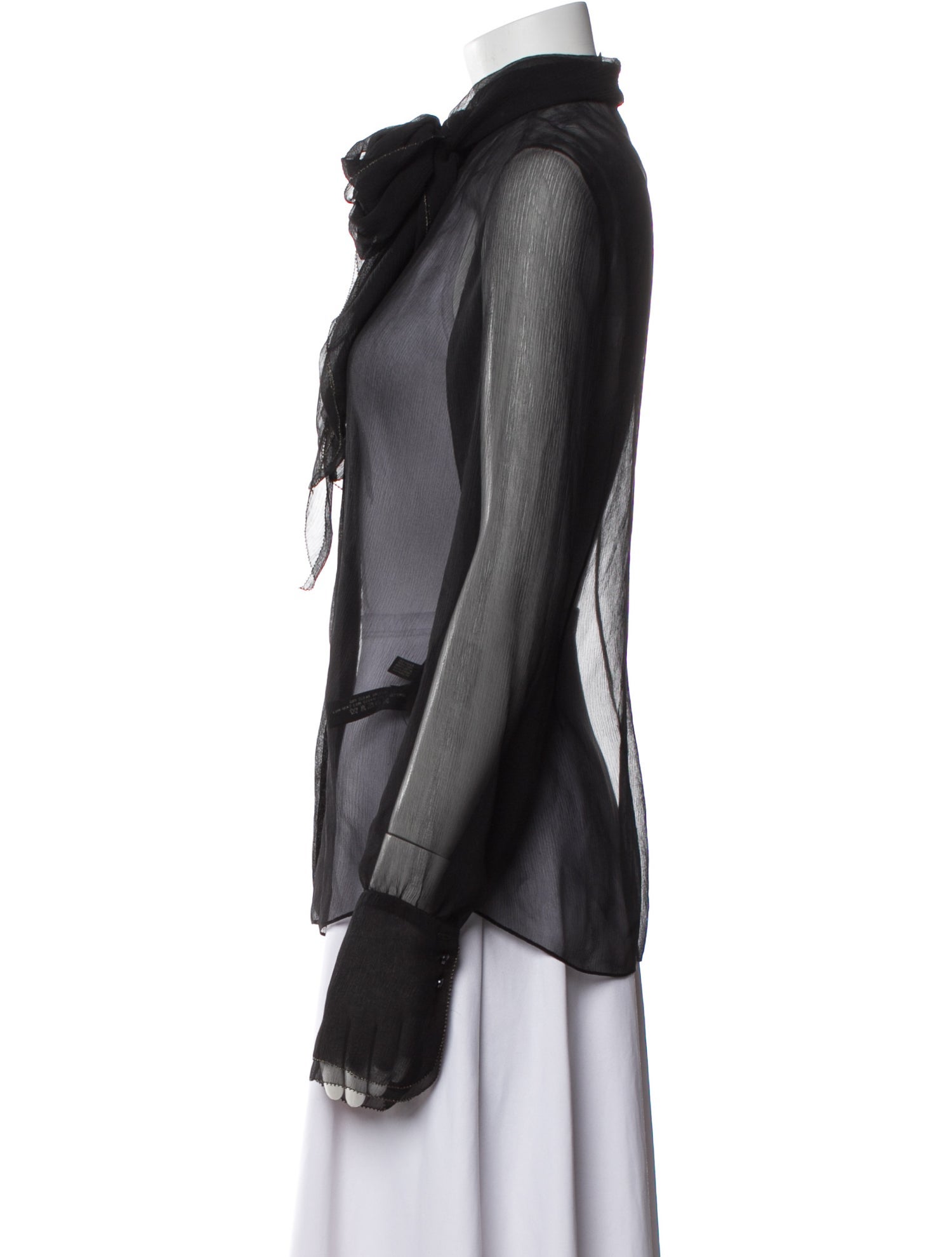 Ralph Lauren Black Label Silk Long Sleeve Button-Up Top