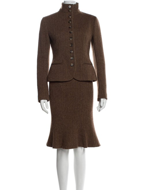 Ralph Lauren Black Label Wool Tweed Pattern Skirt Suit