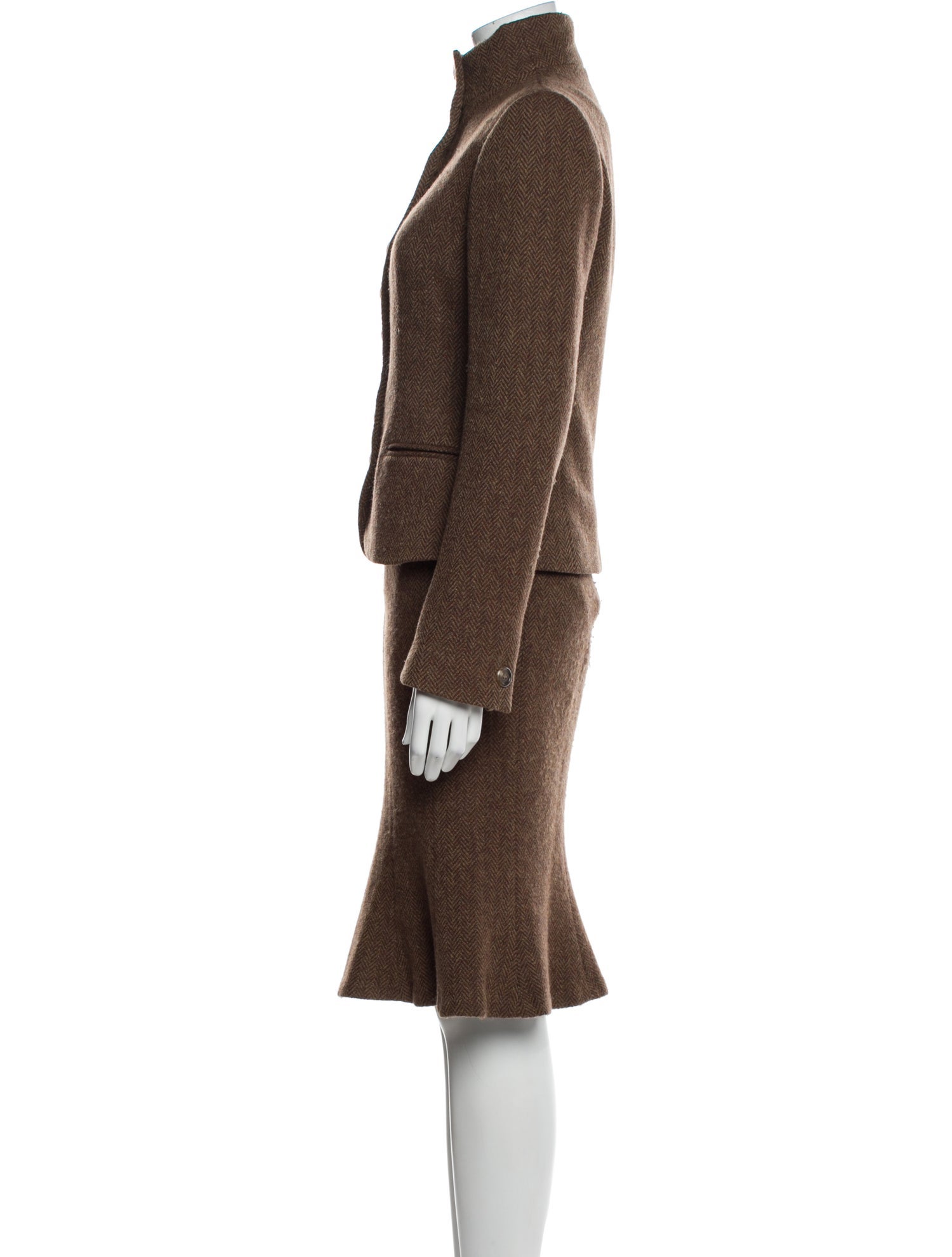 Ralph Lauren Black Label Wool Tweed Pattern Skirt Suit