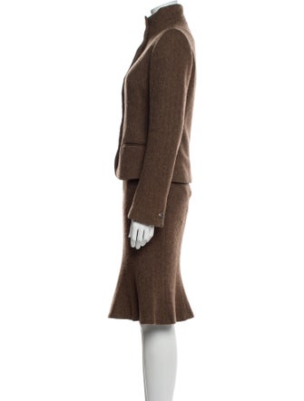 Ralph Lauren Black Label Wool Tweed Pattern Skirt Suit