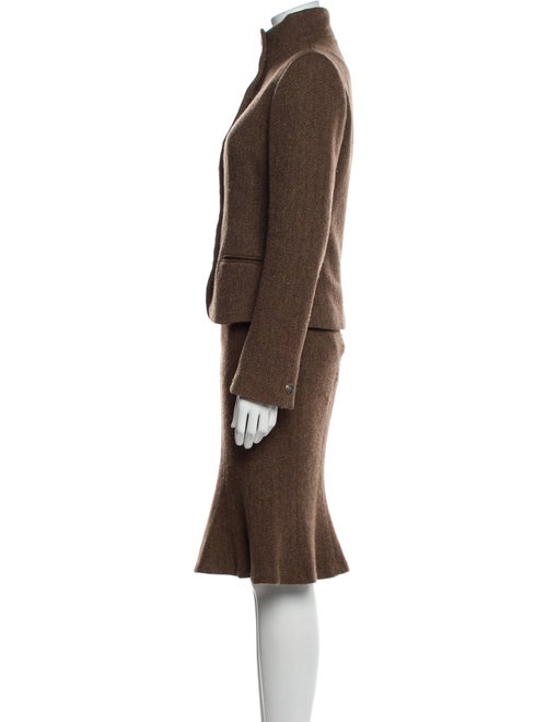 Ralph Lauren Black Label Wool Tweed Pattern Skirt Suit
