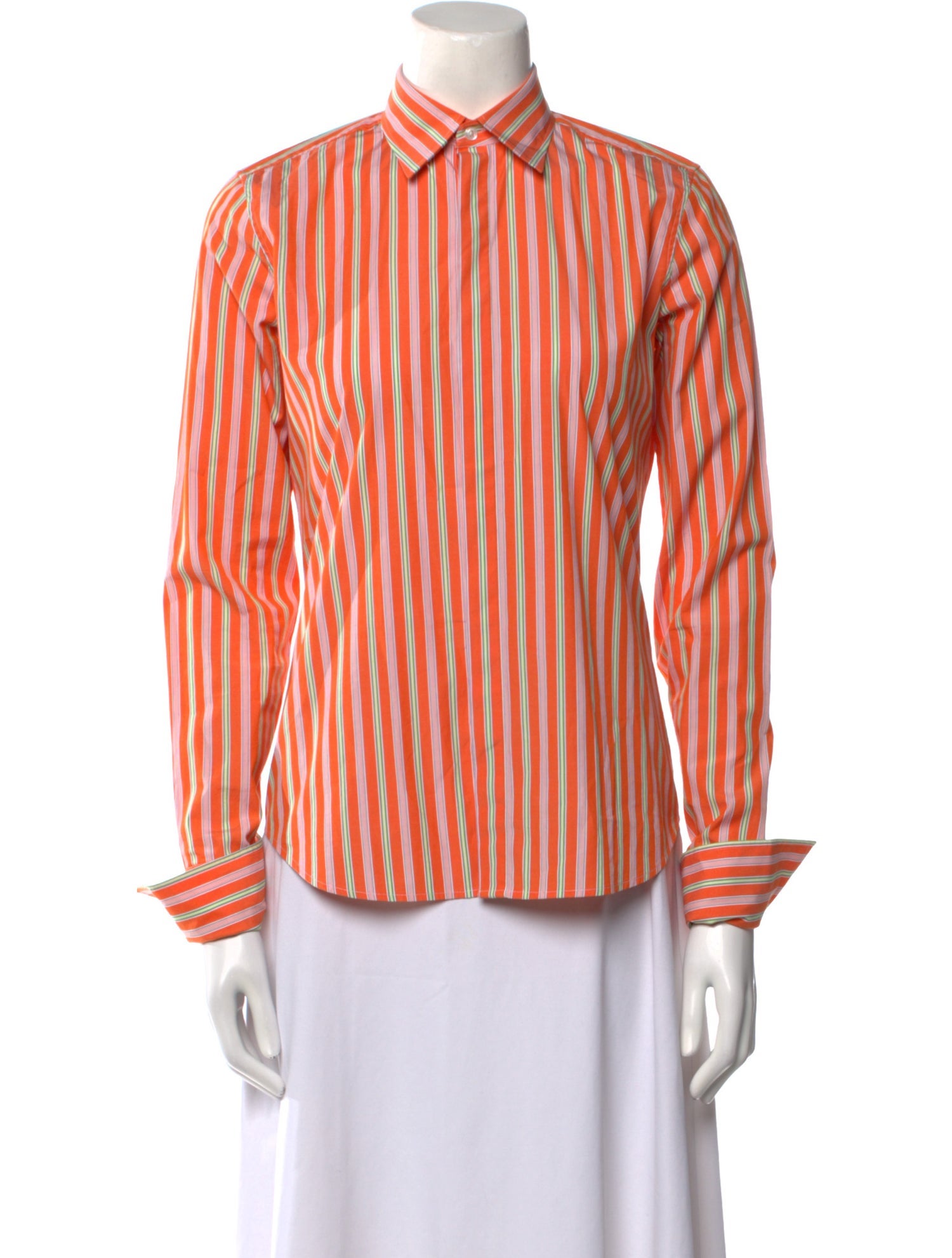 Ralph Lauren Black Label Striped Long Sleeve Button-Up Top