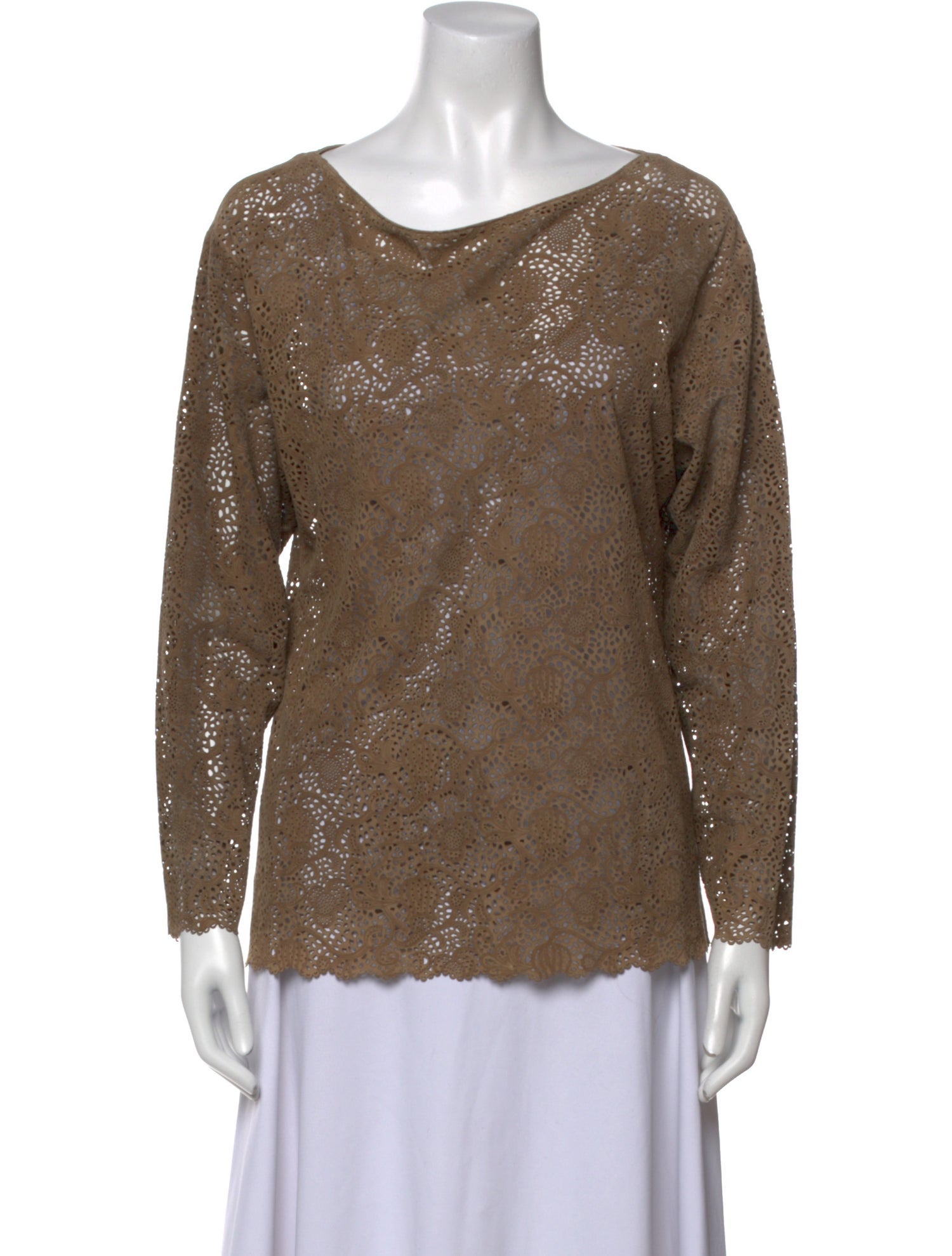 Ralph Lauren Black Label Suede Bateau Neckline Top