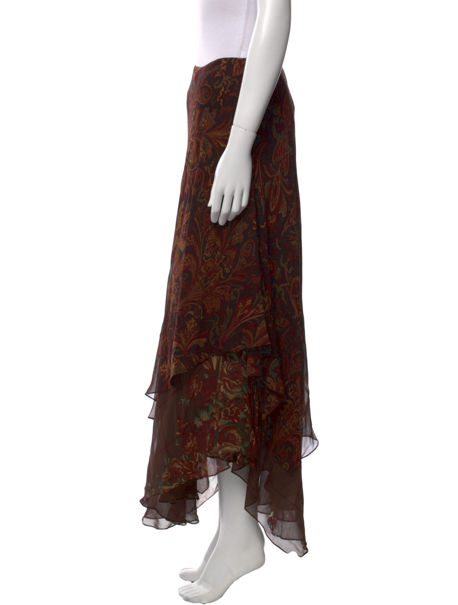 Ralph Lauren Black Label Silk Midi Length Skirt