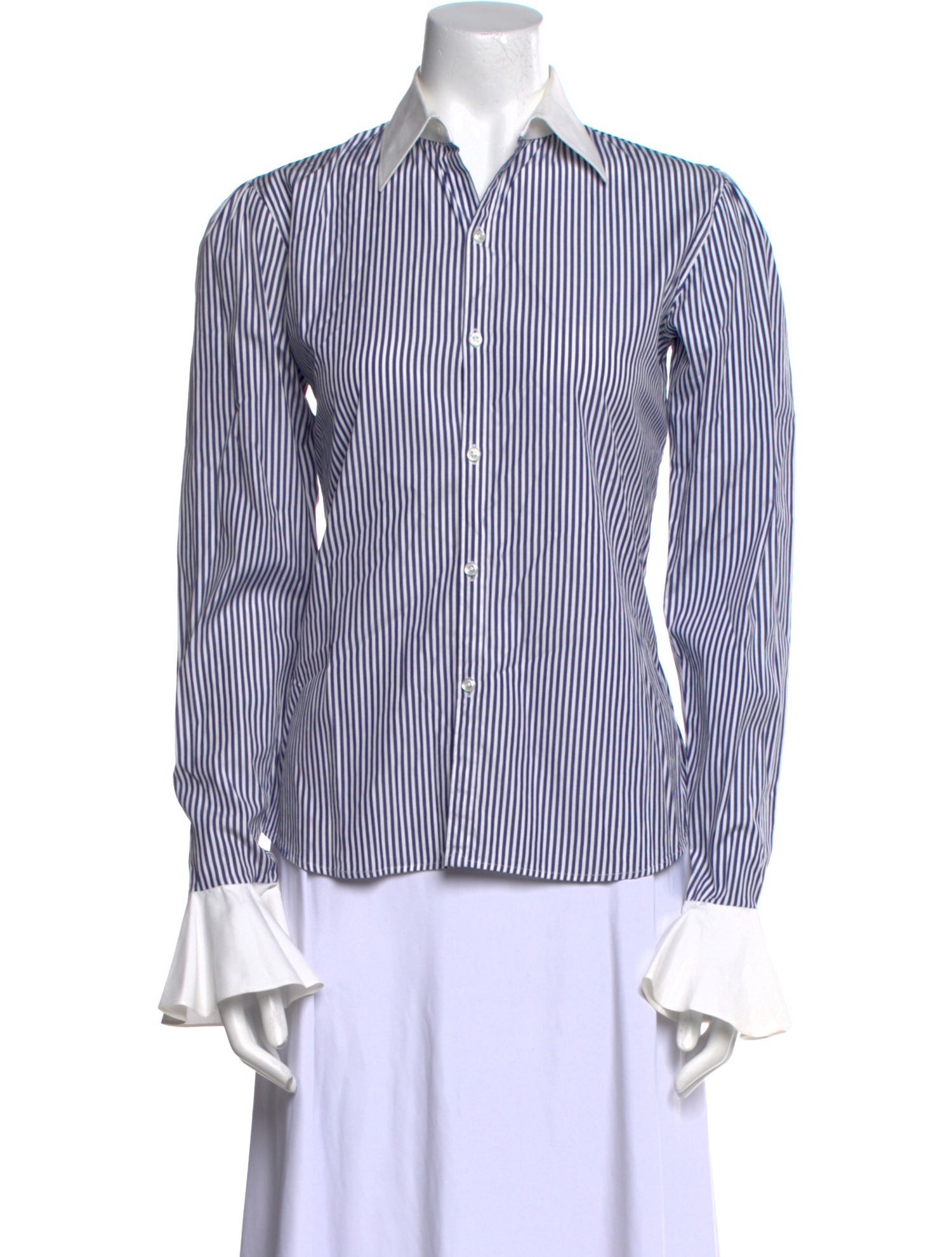Ralph Lauren Black Label Striped Long Sleeve Button-Up Top