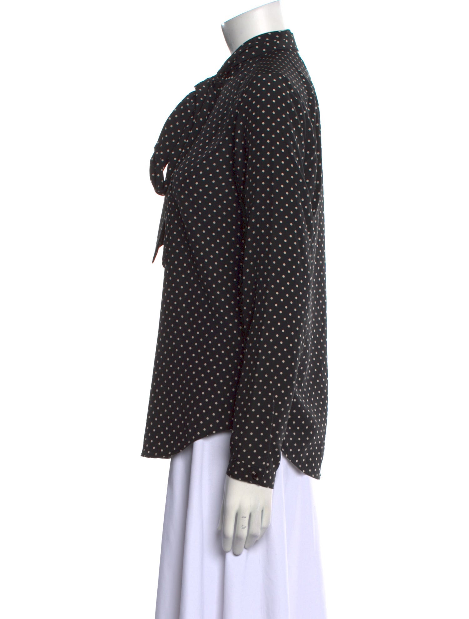 Ralph Lauren Black Label Silk Polka Dot Print Button-Up Top w/ Tags