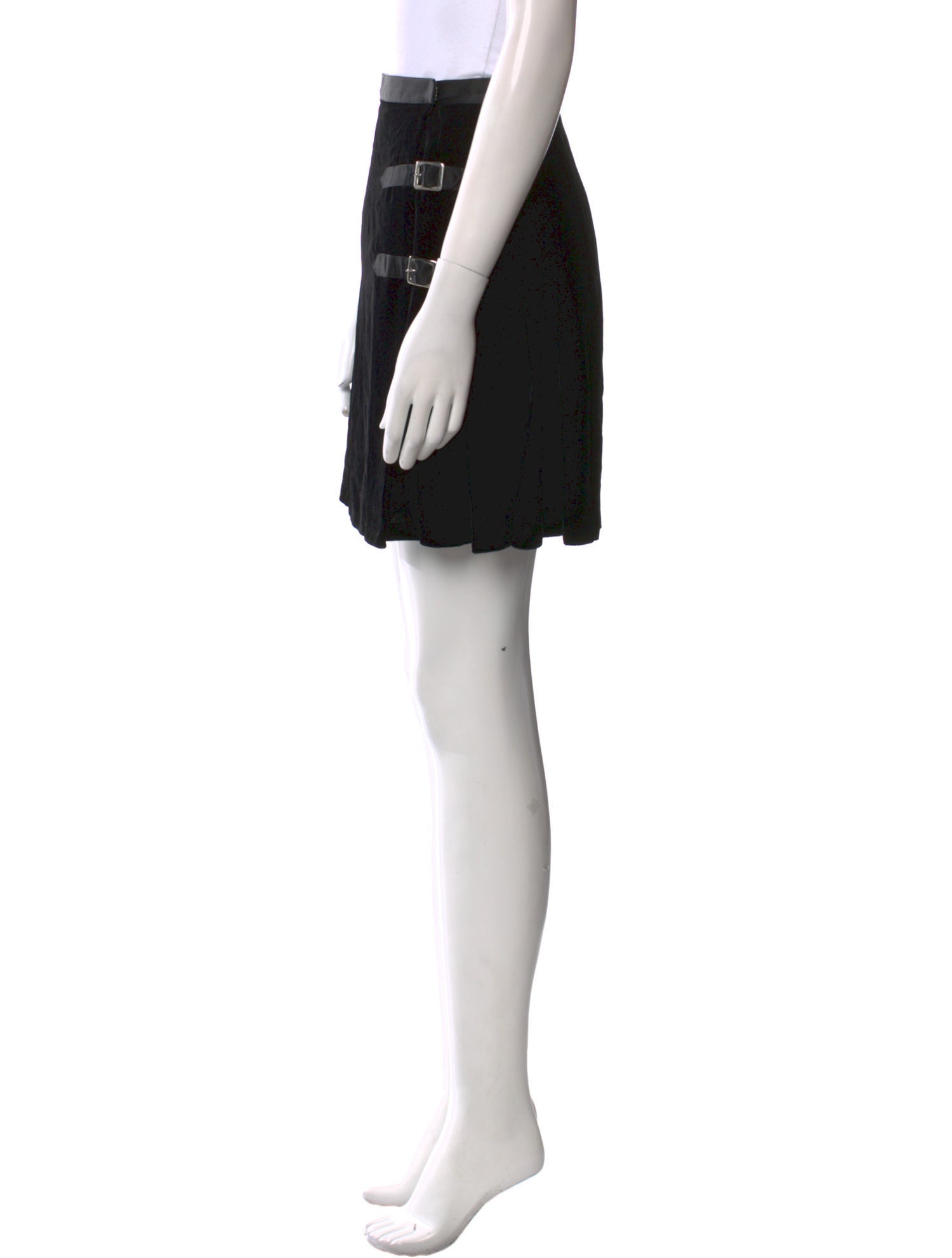 Ralph Lauren Black Label Leather Trim Embellishment Mini Skirt