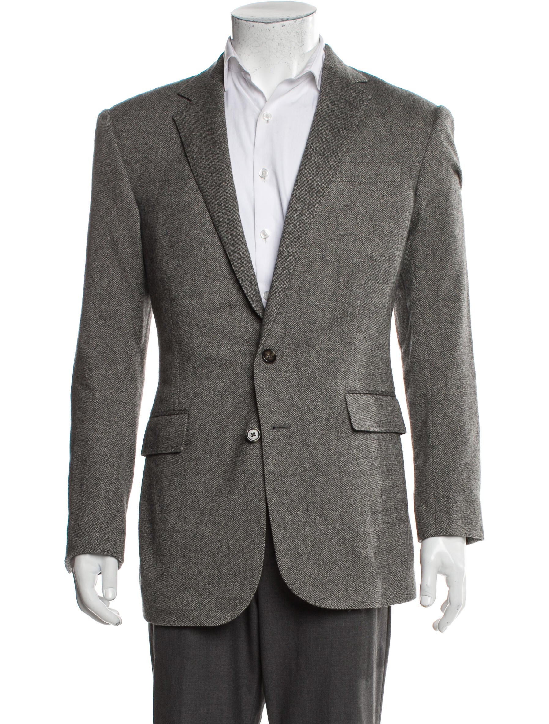 Ralph Lauren Black Label Wool Houndstooth Print Peacoat