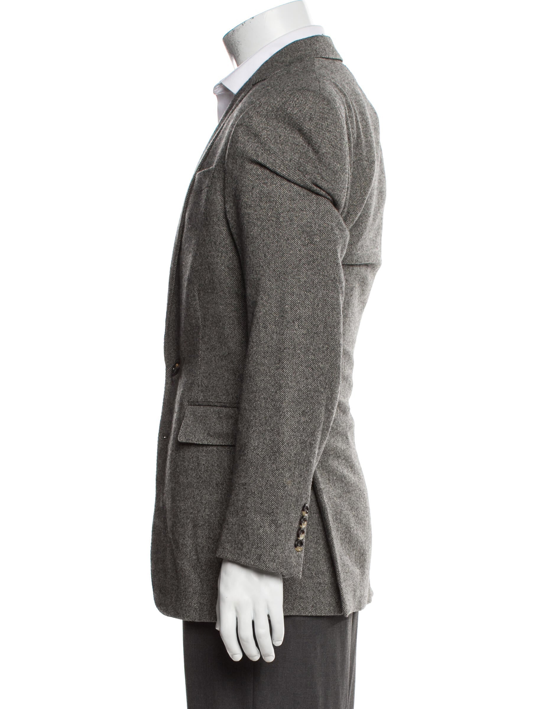 Ralph Lauren Black Label Wool Houndstooth Print Peacoat