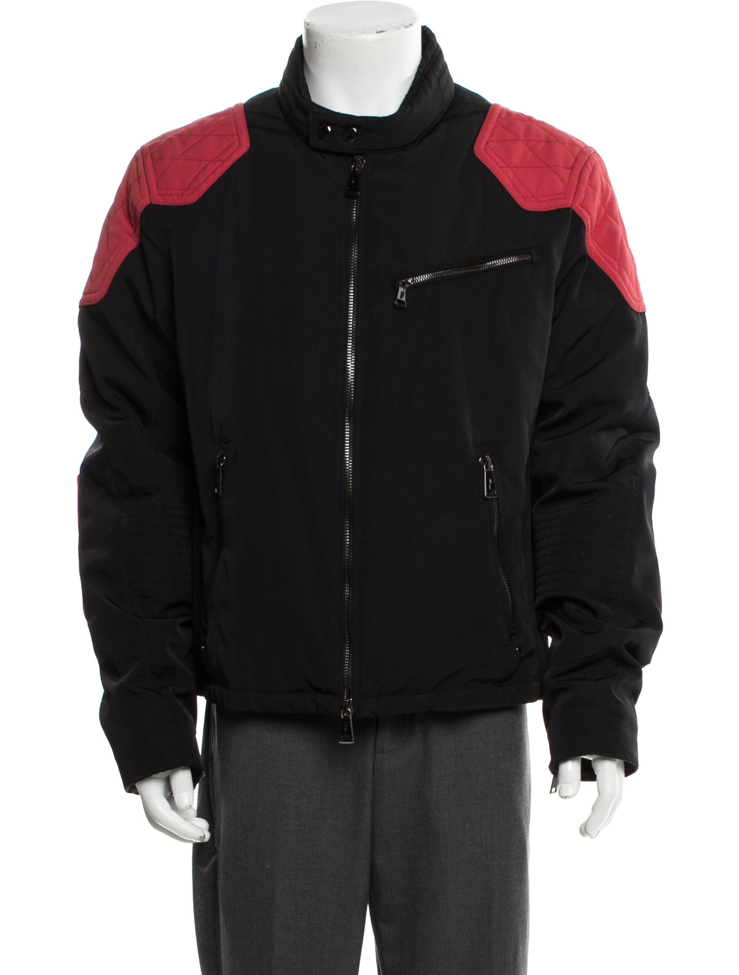 Ralph Lauren Black Label Colorblock Pattern Moto Jacket