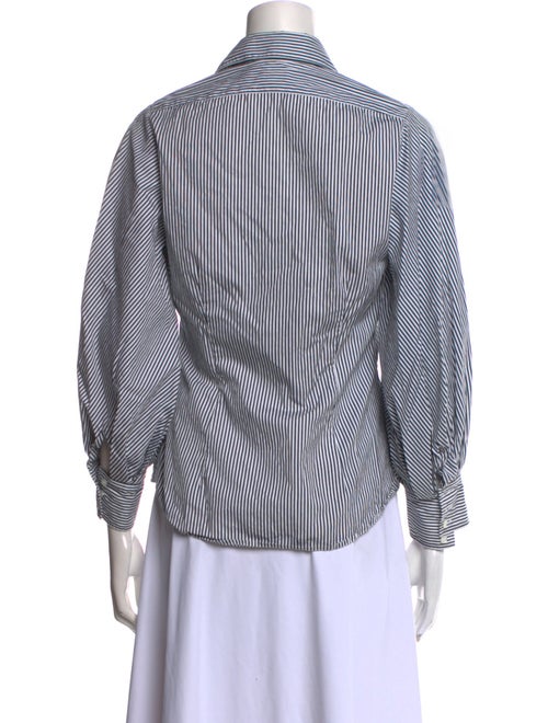 Ralph Lauren Black Label Striped Three-Quarter Sleeve Button-Up Top