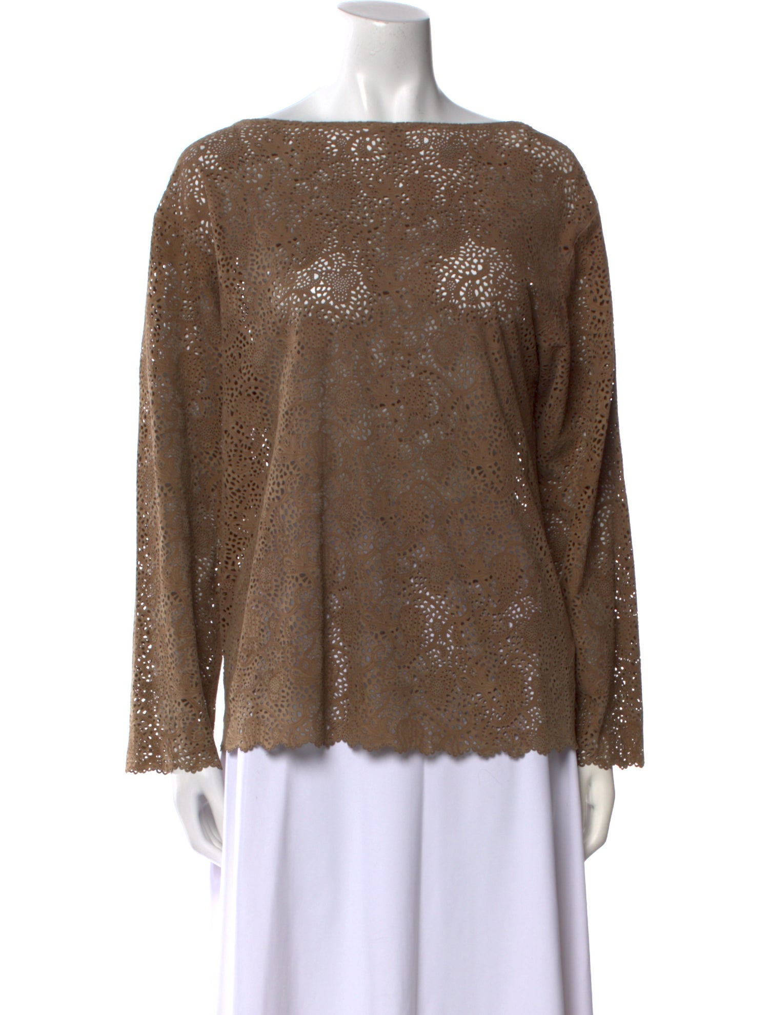 Ralph Lauren Black Label Suede Bateau Neckline Blouse w/ Tags