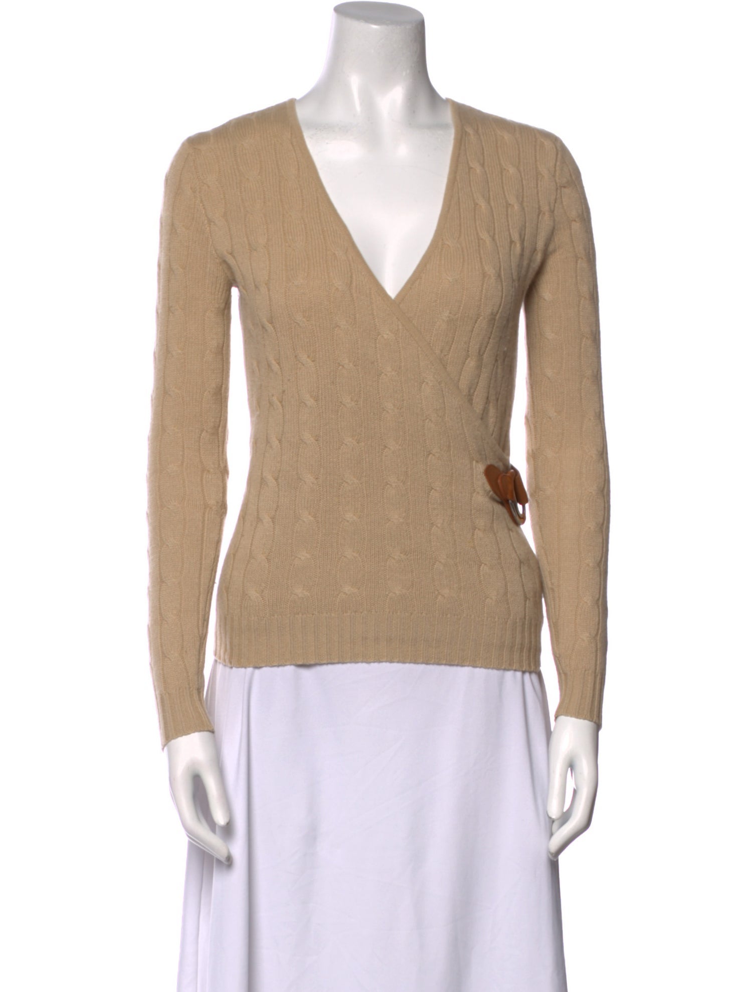 Ralph Lauren Black Label Lamb Leather V-Neck Sweater