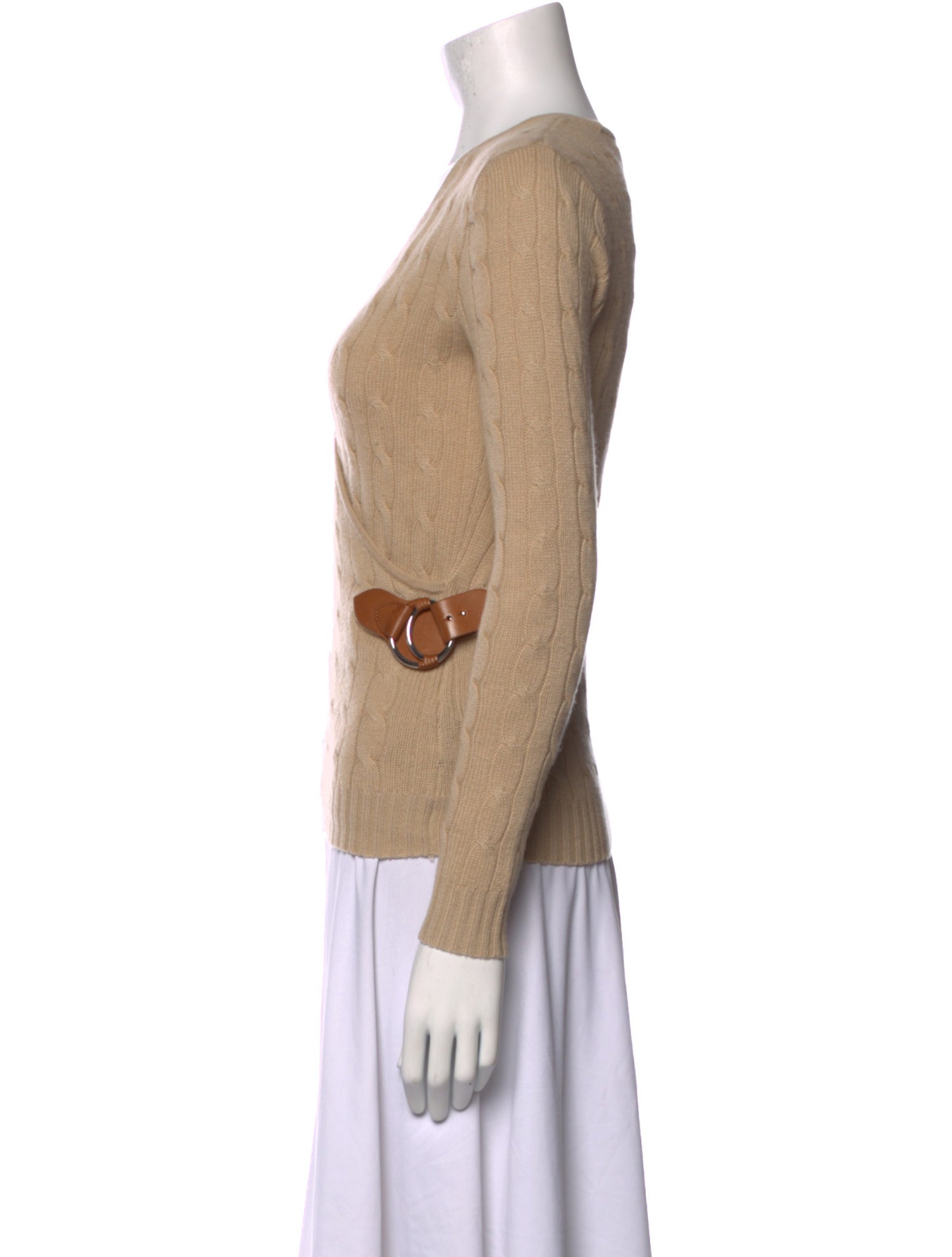 Ralph Lauren Black Label Lamb Leather V-Neck Sweater