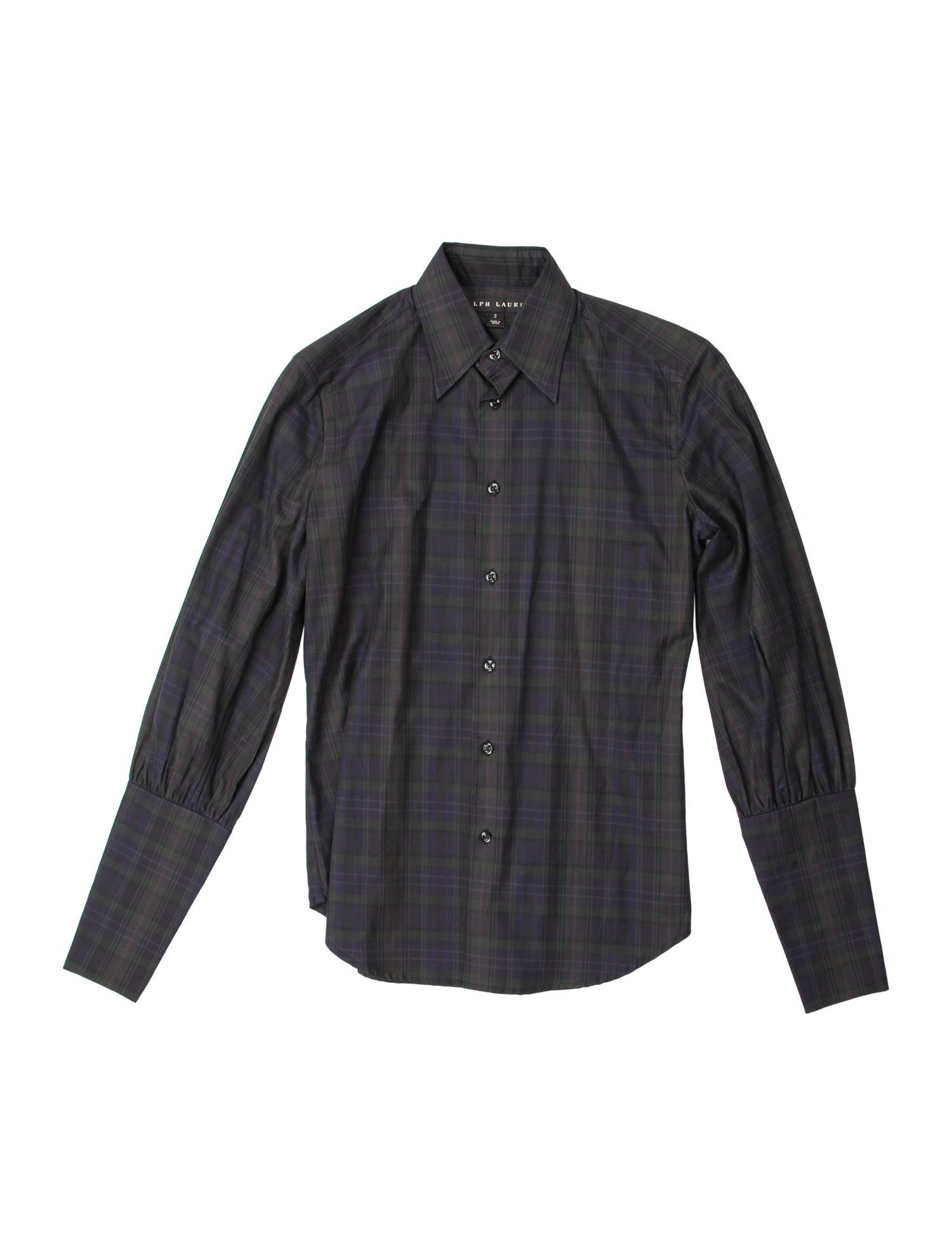 Ralph Lauren Black Label Plaid Print Long Sleeve Dress Shirt