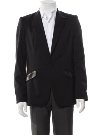 Ralph Lauren Black Label Silk Leather Trim Embellishment Blazer