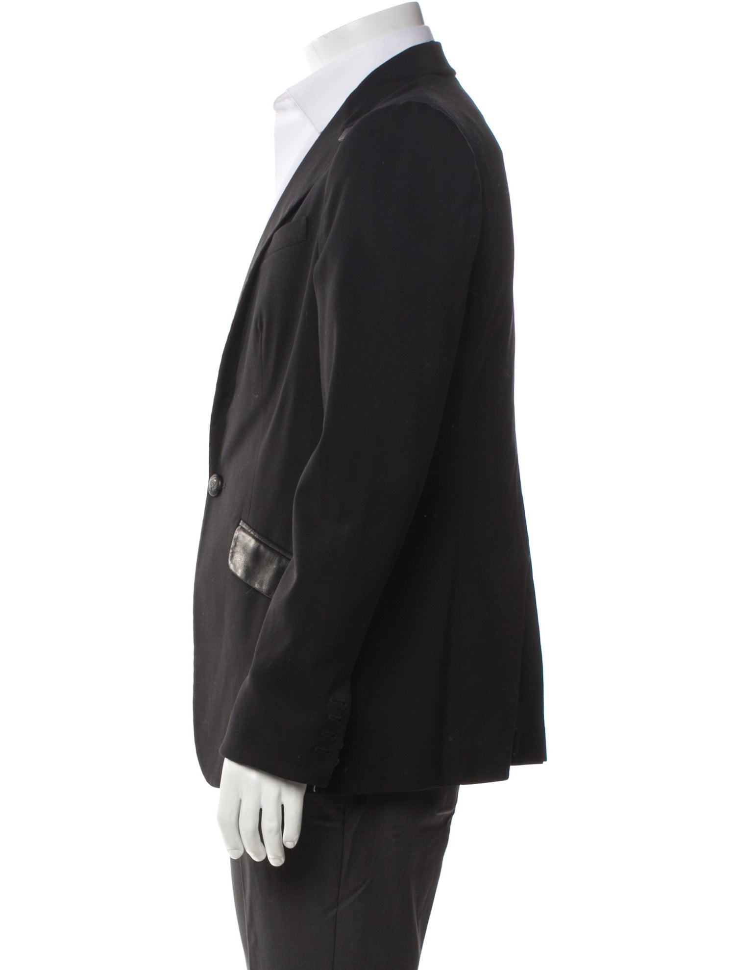 Ralph Lauren Black Label Silk Leather Trim Embellishment Blazer