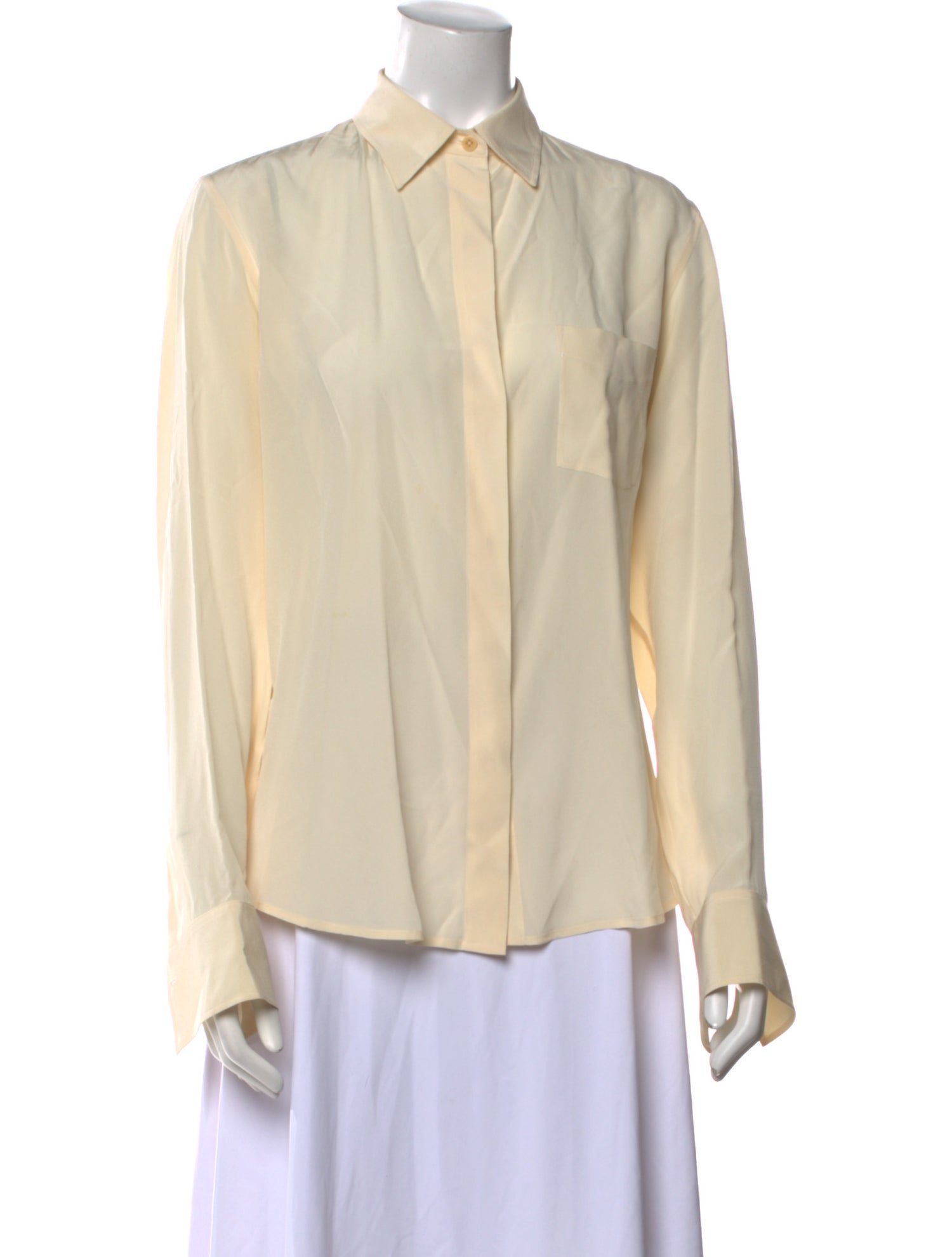 Ralph Lauren Black Label Silk Long Sleeve Button-Up Top