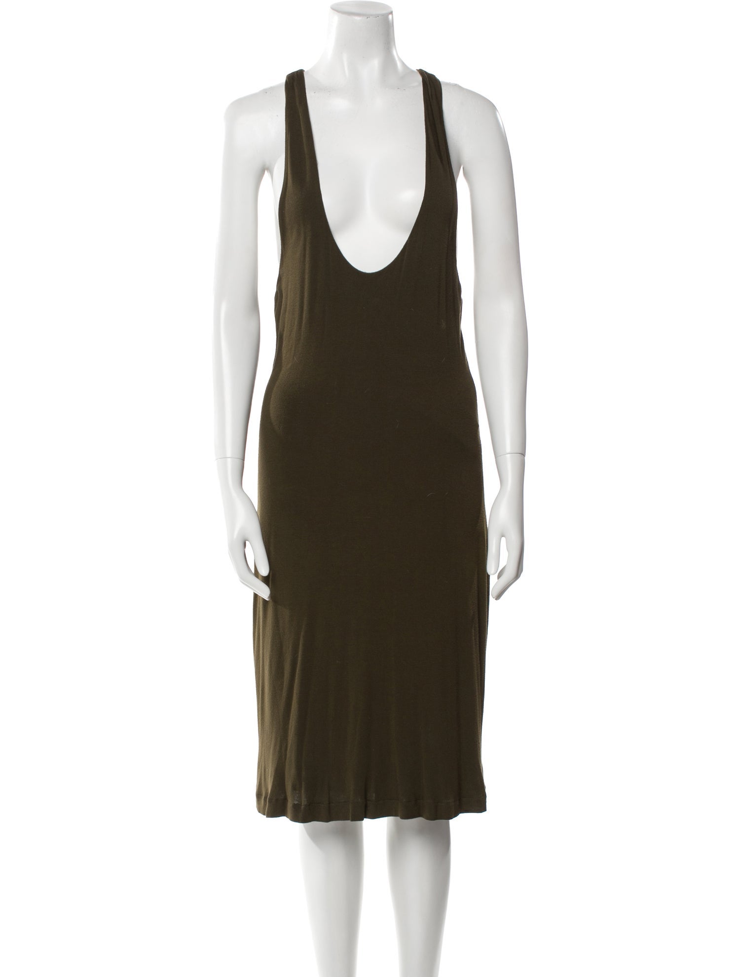 Ralph Lauren Black Label Plunge Neckline Knee-Length Dress