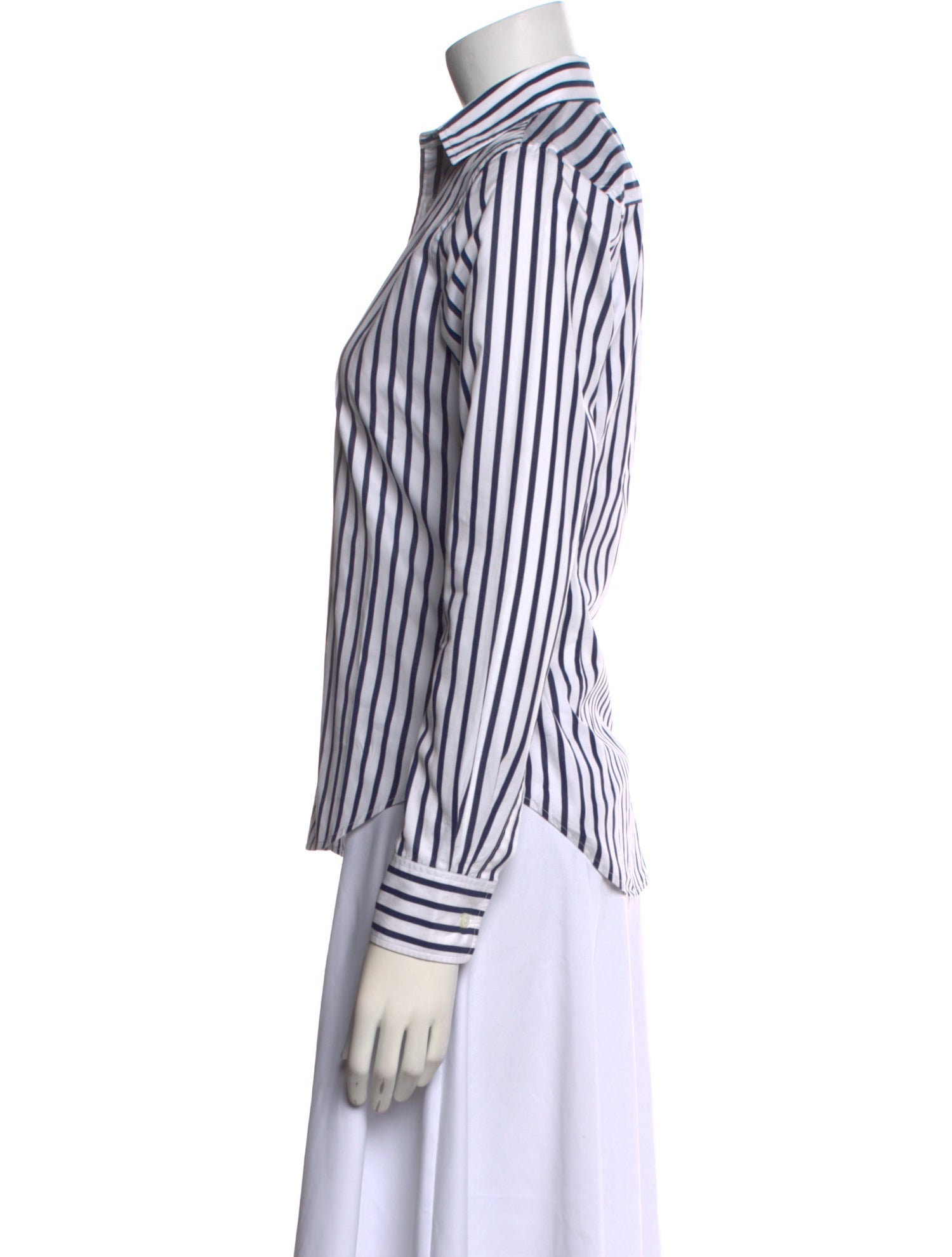 Ralph Lauren Black Label Striped Long Sleeve Button-Up Top