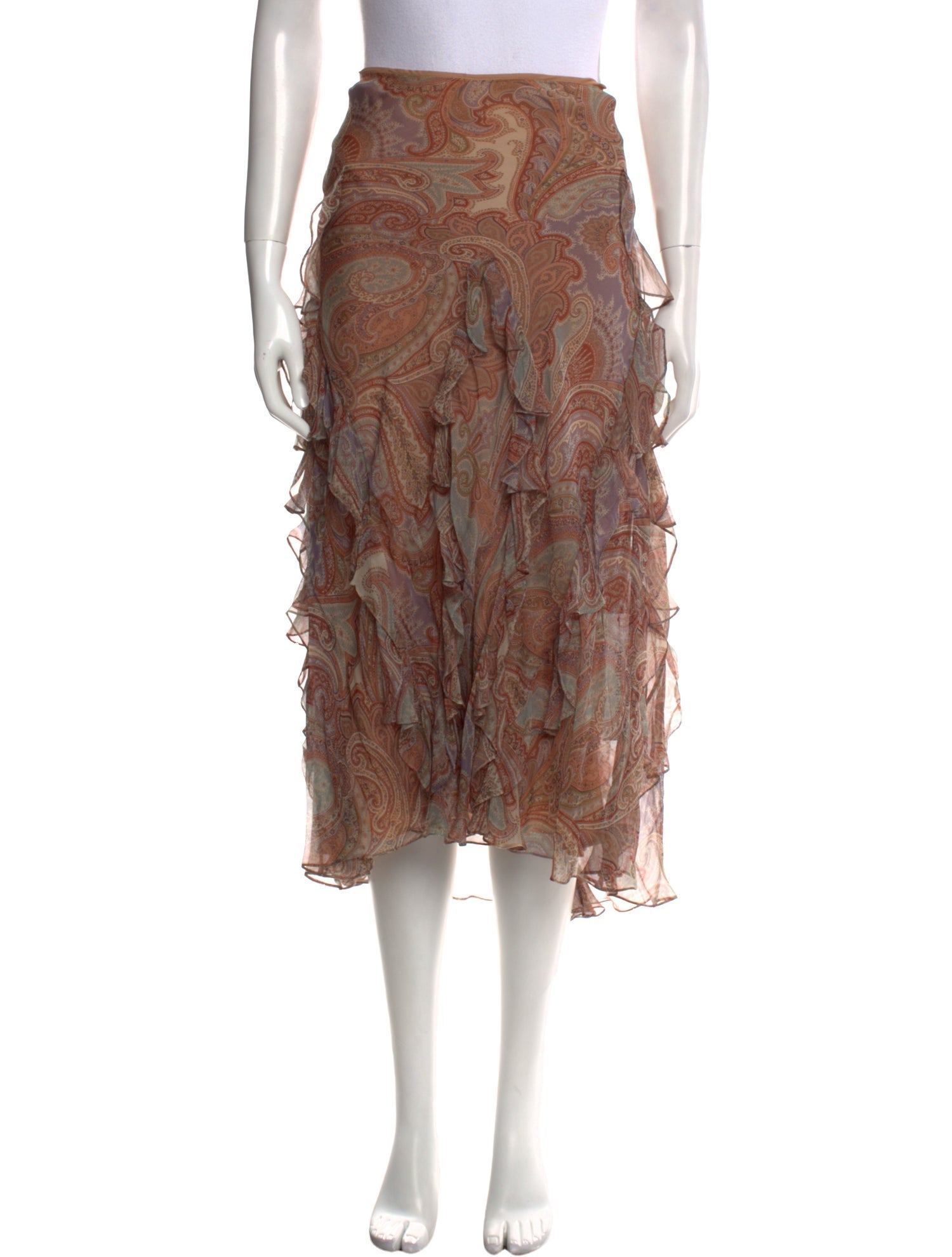 Ralph Lauren Black Label Silk Midi Length Skirt